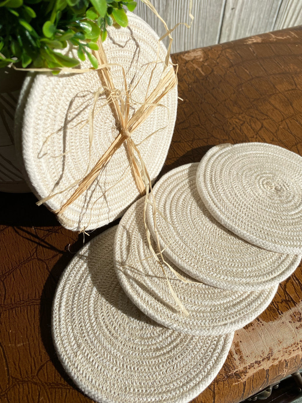 Handmade Cotton Coasters Set: Absorbent Mug Rugs, Set Of 4