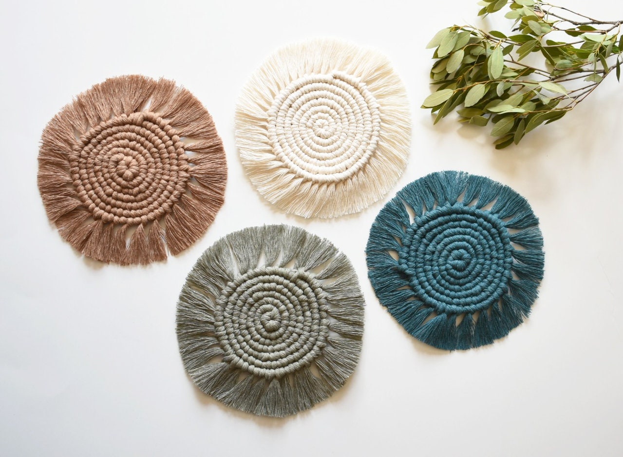 Handmade Macrame Coasters: Boho Natural Fiber Coasters