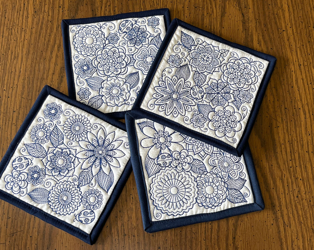 Quilted Fabric Coasters: Reversible Cotton Coaster Set