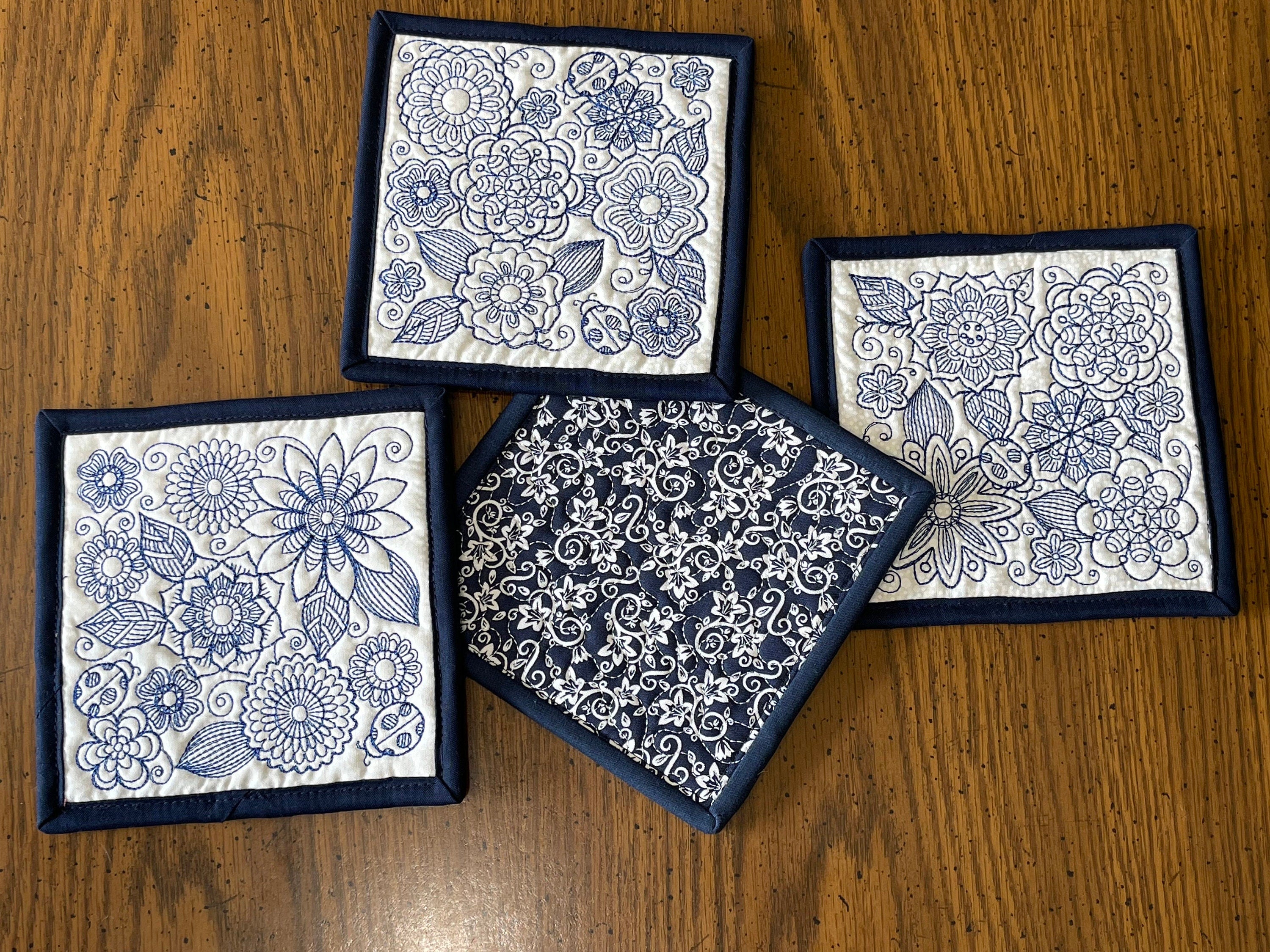 Quilted Fabric Coasters: Reversible Cotton Coaster Set