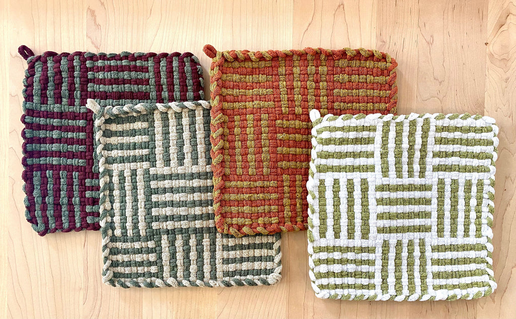 Handmade Woven Hot Pad Potholder- Xl Large Hot Pad 8" X 8" Pro Size