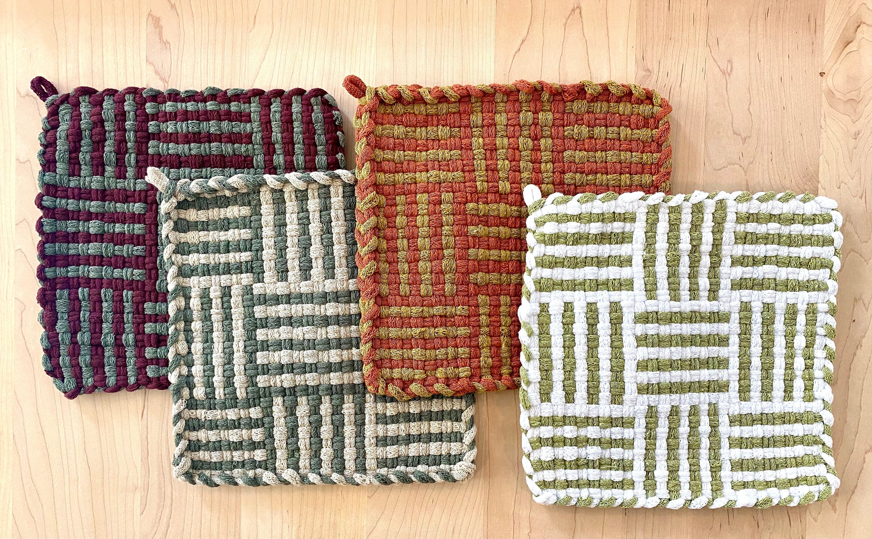 Handmade Woven Hot Pad Potholder- Xl Large Hot Pad 8" X 8" Pro Size