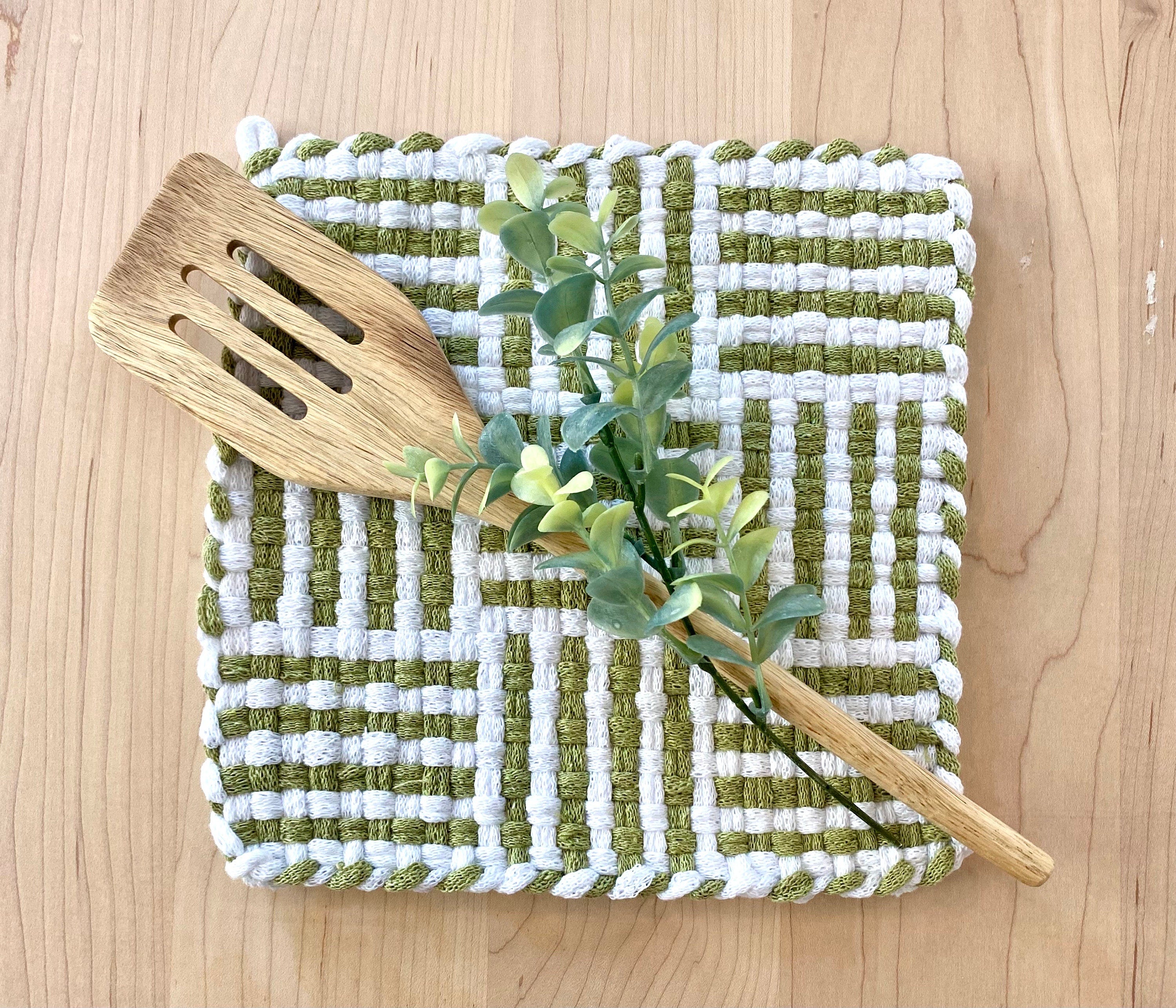 Handmade Woven Hot Pad Potholder- Xl Large Hot Pad 8" X 8" Pro Size