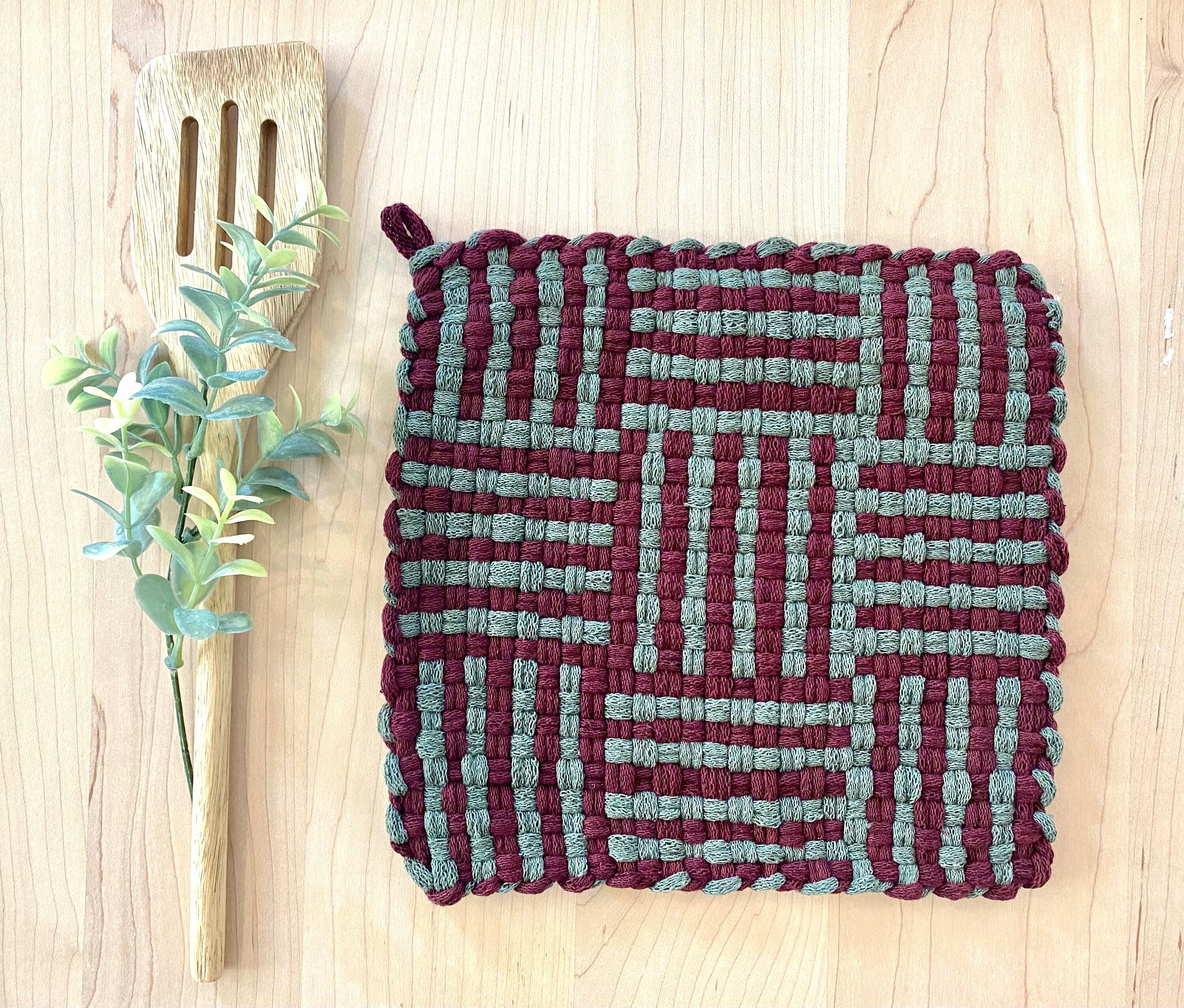 Handmade Woven Hot Pad Potholder- Xl Large Hot Pad 8" X 8" Pro Size