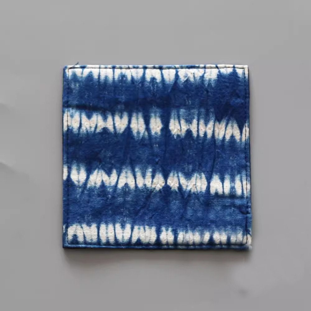 Indigo Tie-dye Coasters, Botanical Eco-dye Coasters, Vintage Chinese Coasters, Handmade Blue Coasters, Coffee Table Decoration