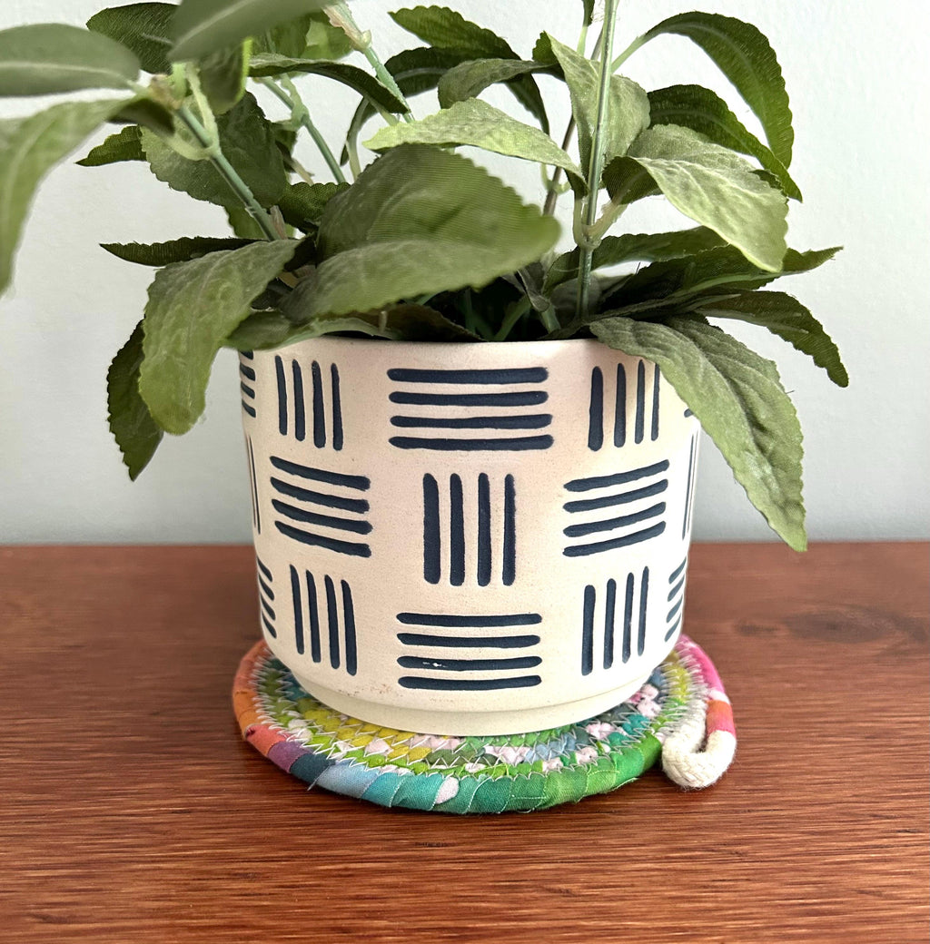 Cotton Stitched Drink Coasters , Natural - Sold In Pairs