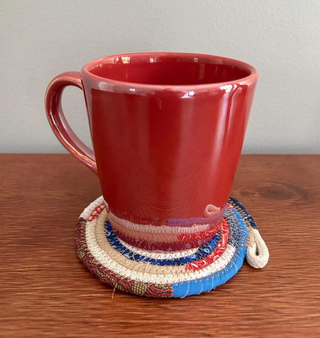 Cotton Stitched Drink Coasters , Natural - Sold In Pairs