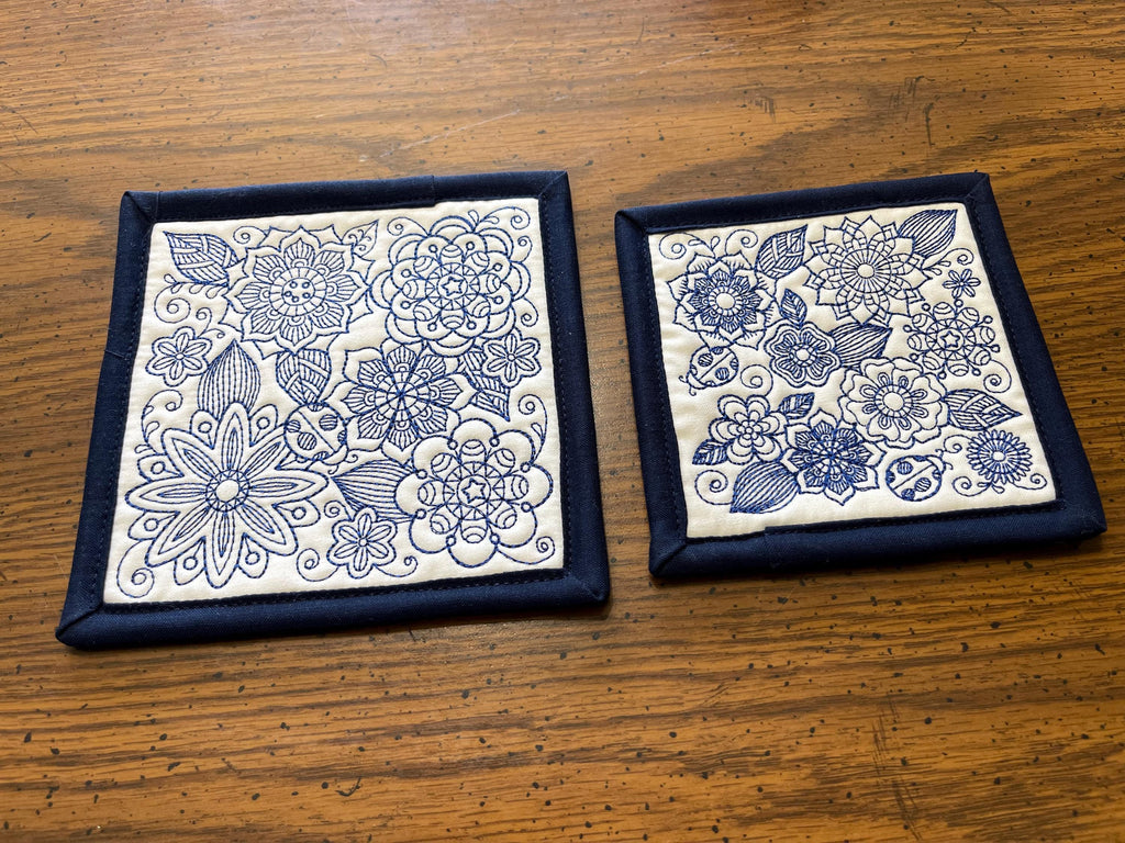 Quilted Fabric Coasters: Reversible Cotton Coaster Set