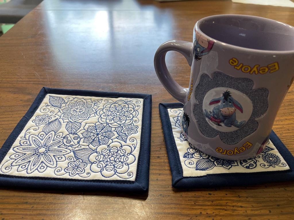 Quilted Fabric Coasters: Reversible Cotton Coaster Set