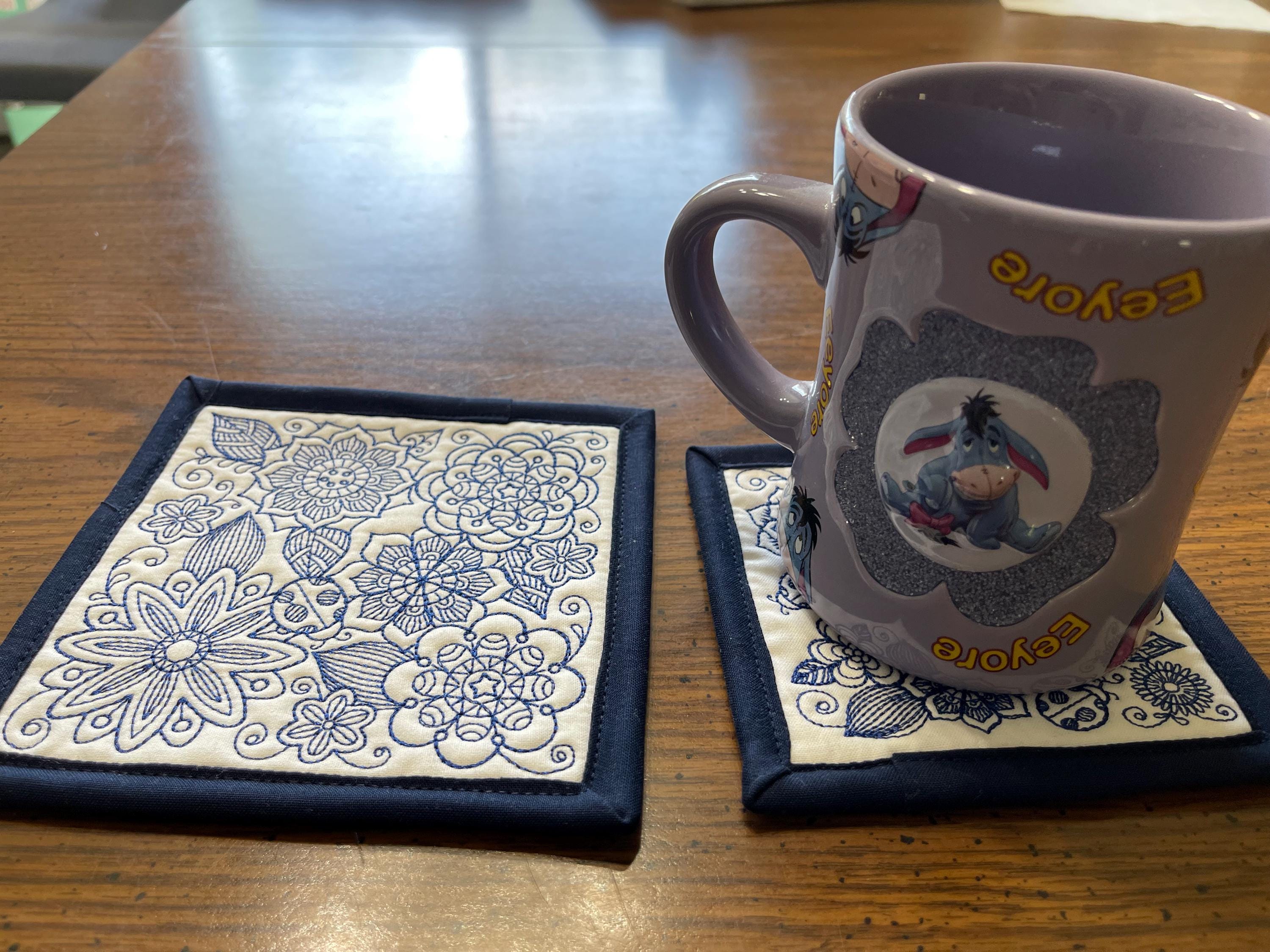 Quilted Fabric Coasters: Reversible Cotton Coaster Set