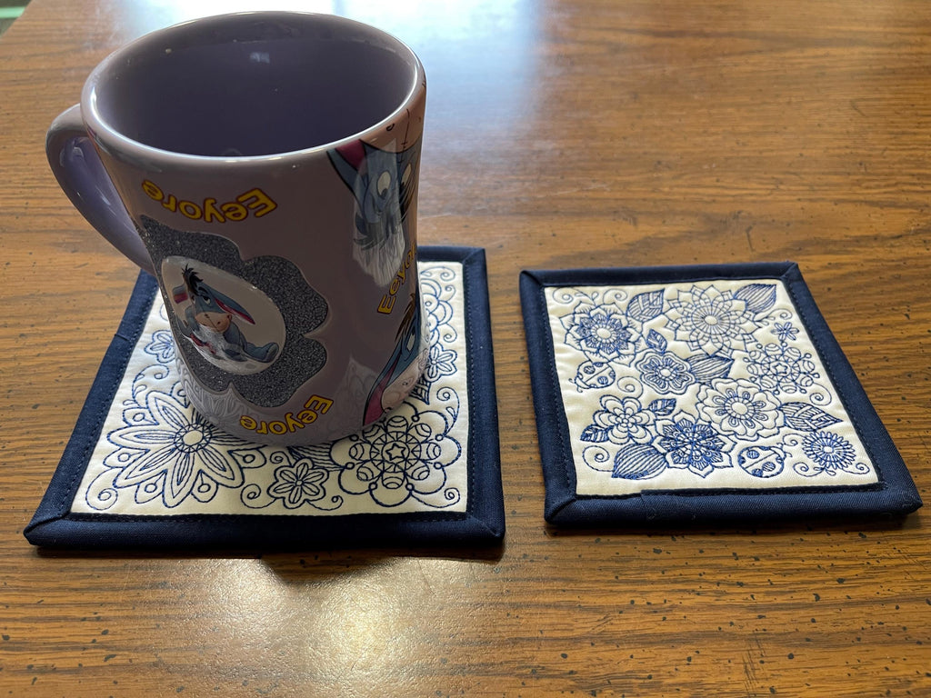 Quilted Fabric Coasters: Reversible Cotton Coaster Set