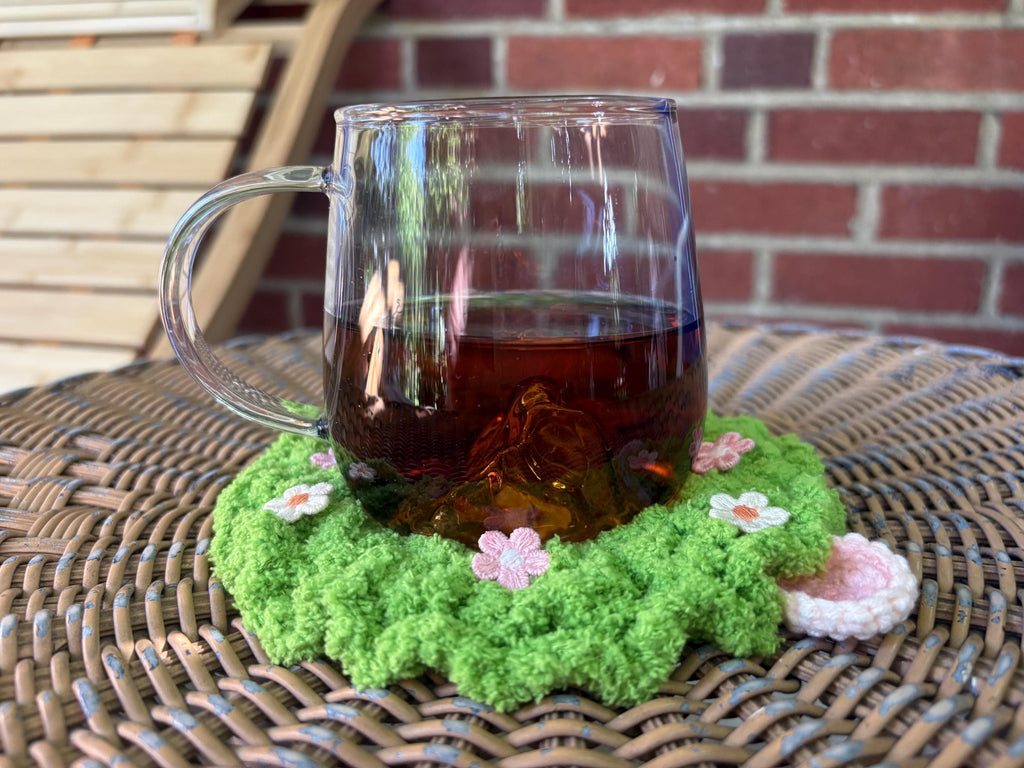 Crochet Fluffy Sheep Coaster, Farmhouse Mug Rug For Coffee Lover