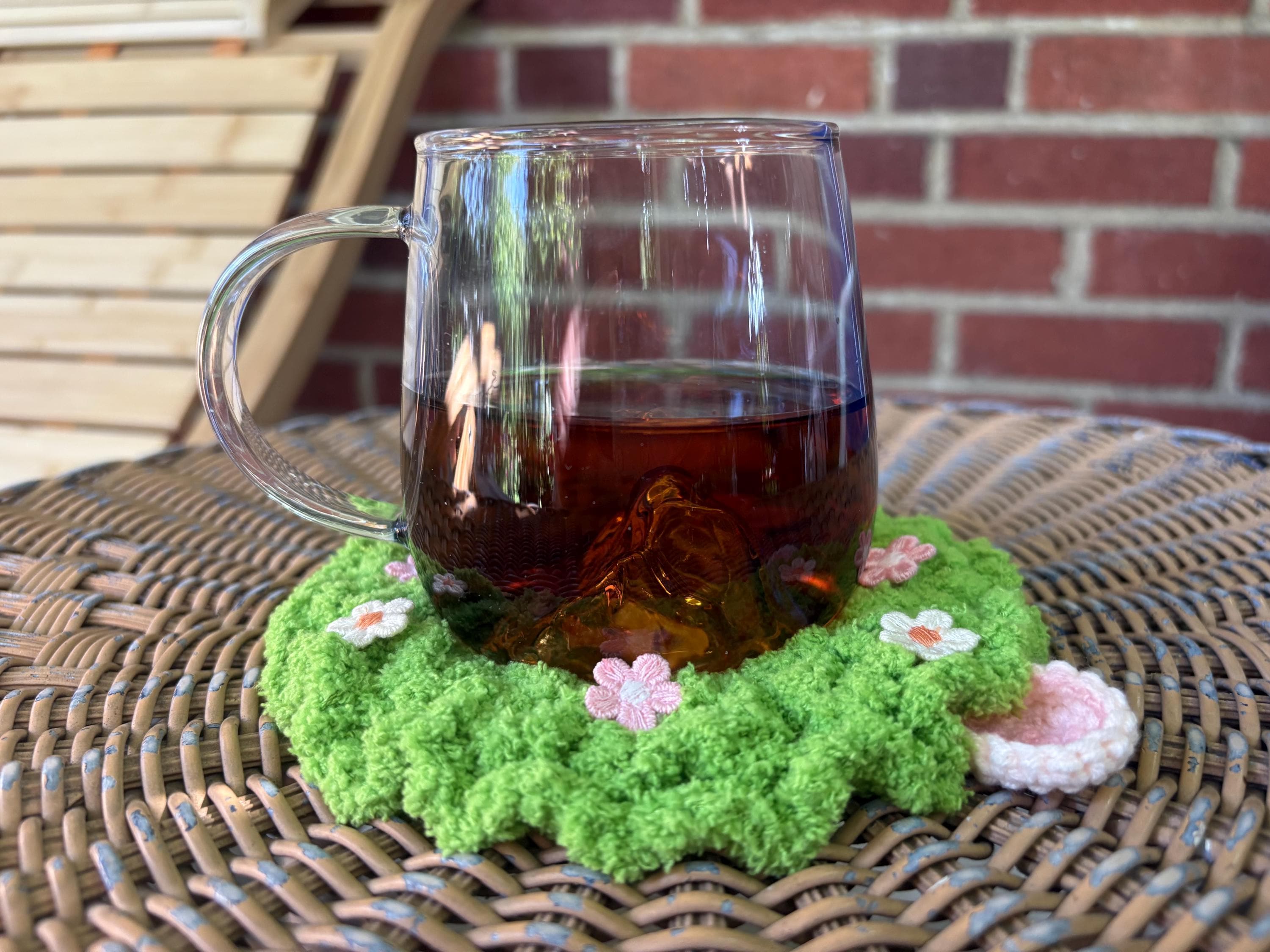 Crochet Fluffy Sheep Coaster, Farmhouse Mug Rug For Coffee Lover