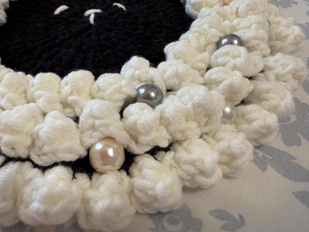 Crochet Fluffy Sheep Coaster, Farmhouse Mug Rug For Coffee Lover