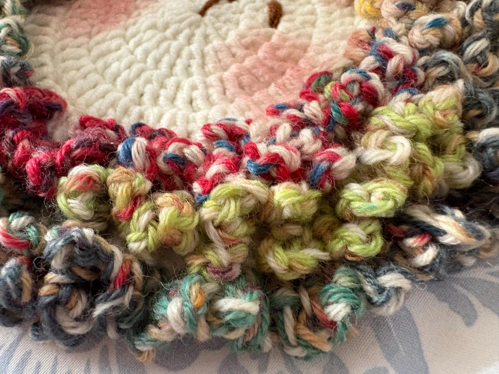 Crochet Fluffy Sheep Coaster, Farmhouse Mug Rug For Coffee Lover