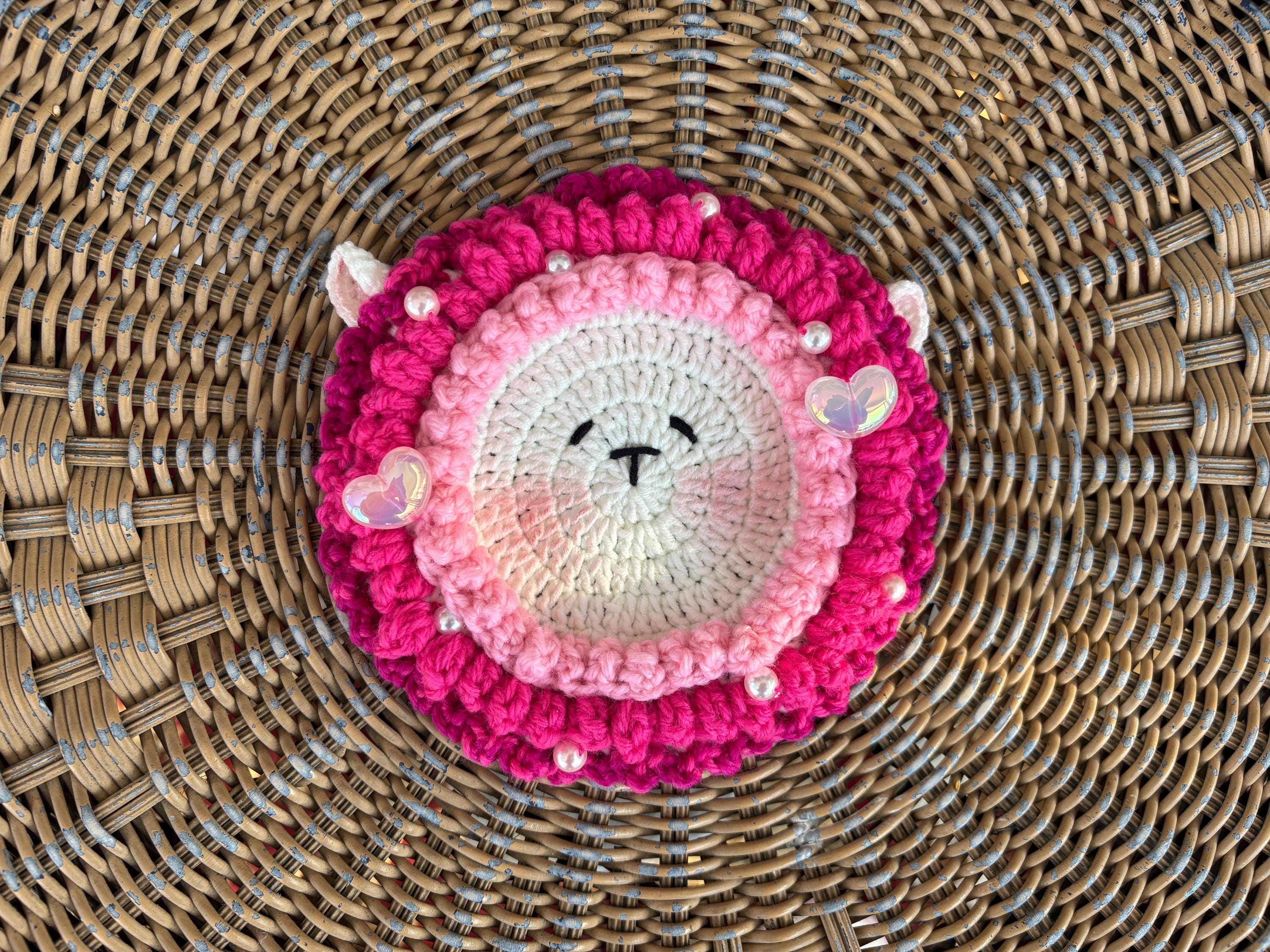 Crochet Fluffy Sheep Coaster, Farmhouse Mug Rug For Coffee Lover