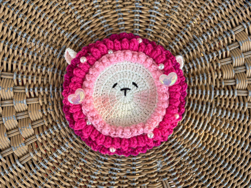 Crochet Fluffy Sheep Coaster, Farmhouse Mug Rug For Coffee Lover