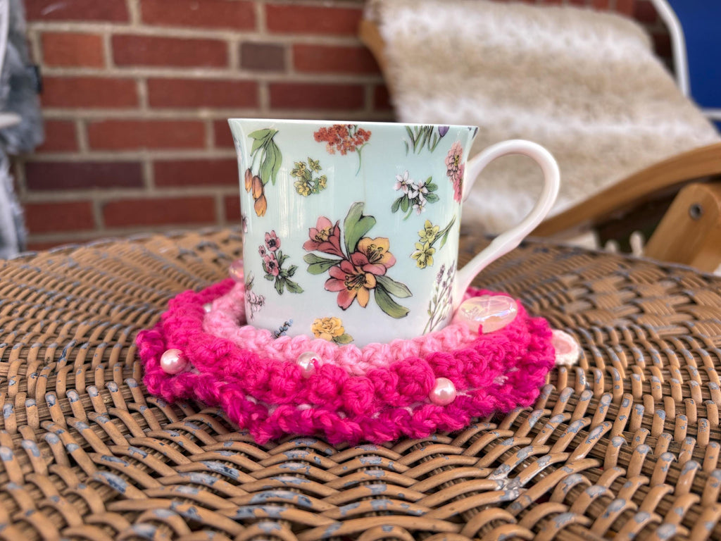 Crochet Fluffy Sheep Coaster, Farmhouse Mug Rug For Coffee Lover