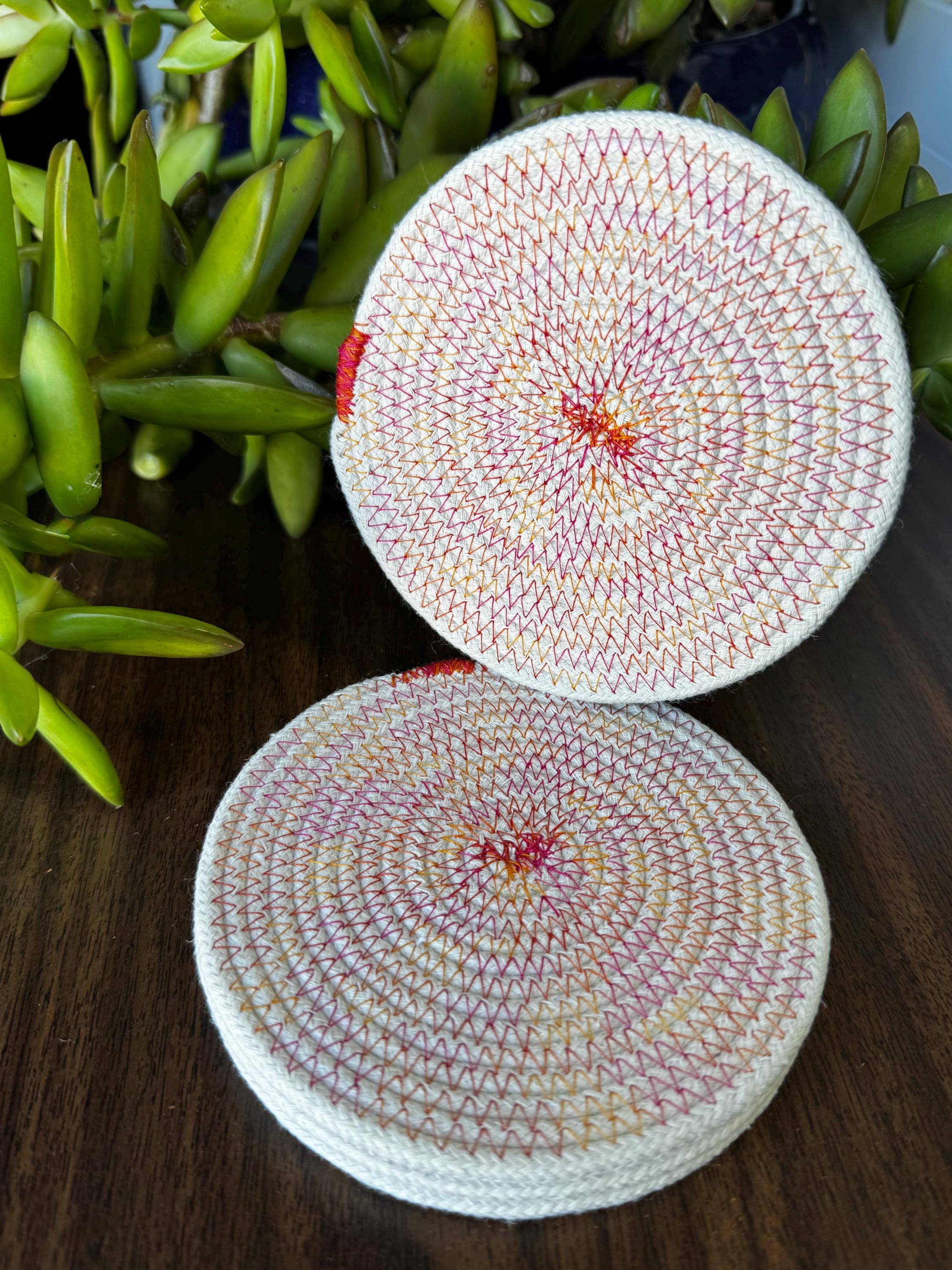 Handmade Cotton Coasters Set: Absorbent Mug Rugs, Set Of 4