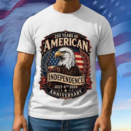 250 Years Of Freedom Shirt, Bald Eagle Patriotic Tshirt, Multicolor Tee For Independence Day, 1776 - 2026 Gifts Ideas